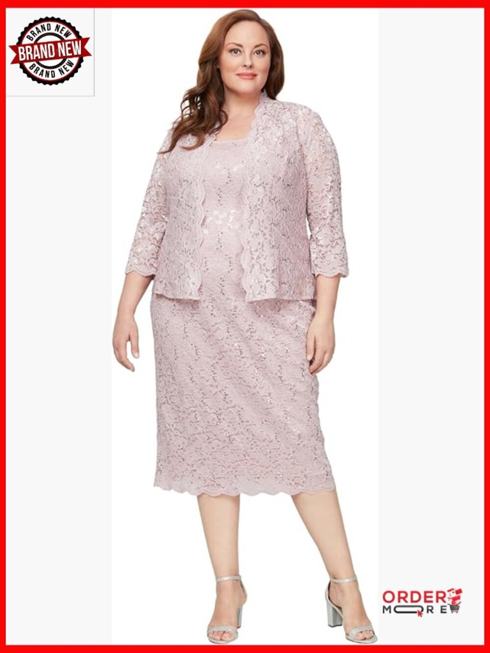 Tea Length Sequin Lace Mother of Bride Dress Plus Jacket